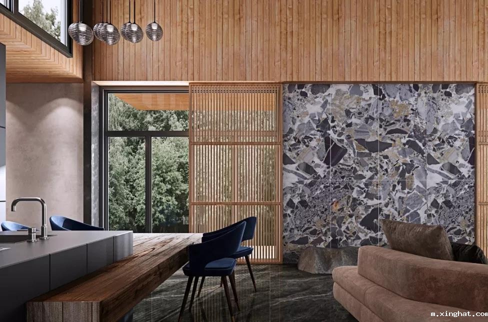 岛台型厨房荣耀大板辅贴效果图