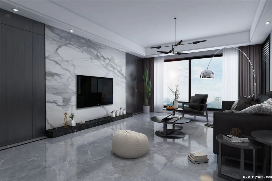 卡西斯白客厅铺贴效果