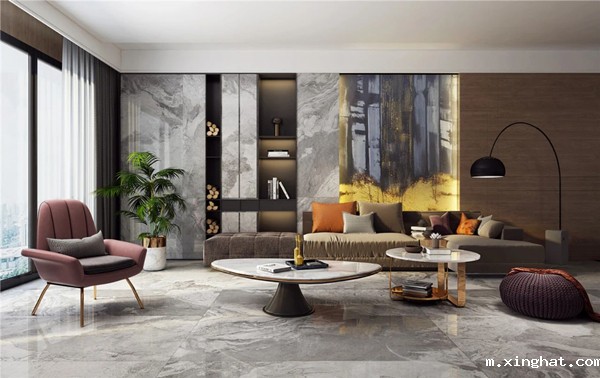 陶瓷十大品牌誉辉陶瓷高级灰客厅装修效果图
