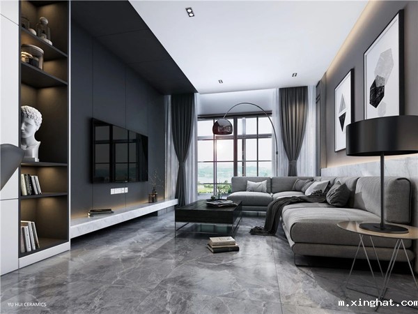 陶瓷十大品牌誉辉陶瓷高级灰客厅装修效果图