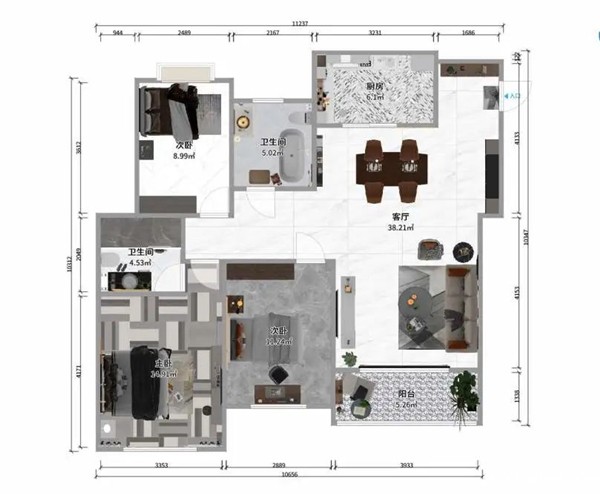 佛山陶瓷品牌誉辉95㎡家居装修完美案例