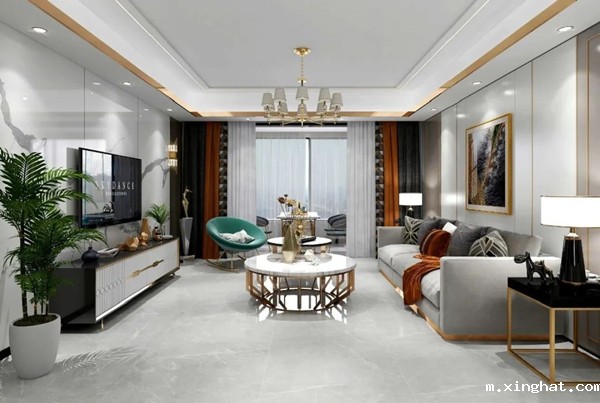 125㎡轻奢风格装修效果图，瓷砖十大品牌新南悦