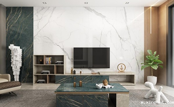 岩板背景墙的简约时尚美,陶瓷十大品牌简约风