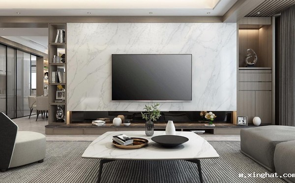 岩板背景墙的简约时尚美,陶瓷十大品牌简约风