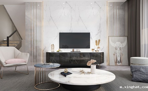 岩板背景墙的简约时尚美,陶瓷十大品牌简约风