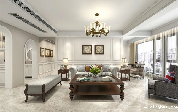 陶瓷十大品牌马可波罗144m²现代美式风装修效果图