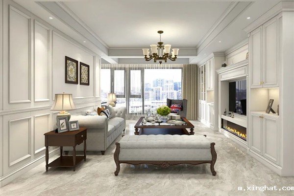 陶瓷十大品牌马可波罗144m²现代美式风装修效果图