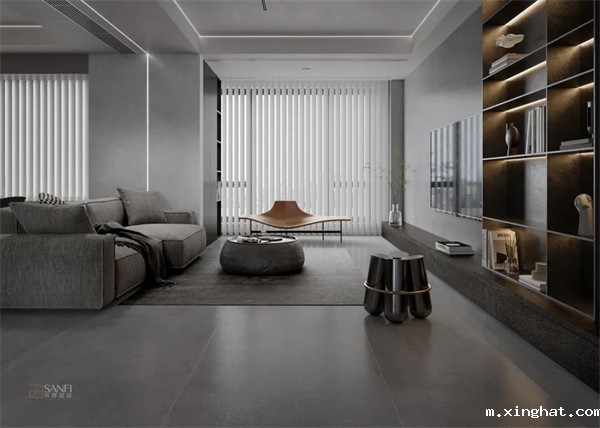 兴辉国际900x1800意式水泥中灰岩板